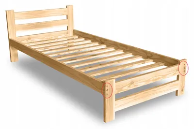 Produktbild von Holzbett 90 × 200 aus massivem Kiefernholz mit hohem Kopfteil