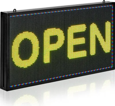 Produktbild von LED Laufschrift Anzeigetafel - P10 RGB Matrix Panel - Programmierbar - Bluetooth App Steuerung - Lauftext & GIF - Flexibel Biegbar - Größe 67 x 35 x 5,5 cm
