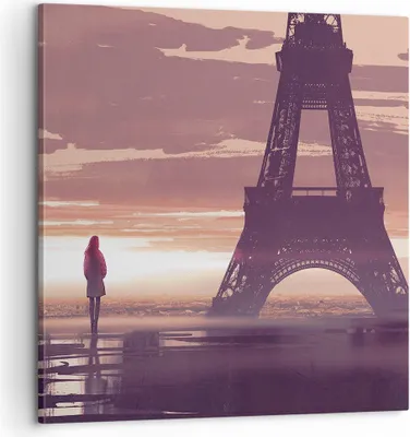 Produktbild von Bild auf Leinwand - Leinwandbild - Paris Stadt Nacht - 60x60cm - Wand Bild - Wanddeko - Wandbilder - Leinwanddruck - Bilder - Kunstdruck - Wanddekoration - Leinwand bilder - Wandkunst - AC60x60-4104