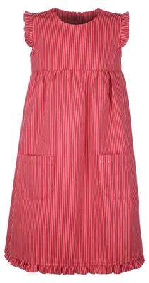 Produktbild von modAS Kinder Fischerkleid Mädchenkleid Maritim - Streifenkleid Kleid für Mädchen mit Streifen aus Baumwolle schmal gestreift Rot in Größe 140