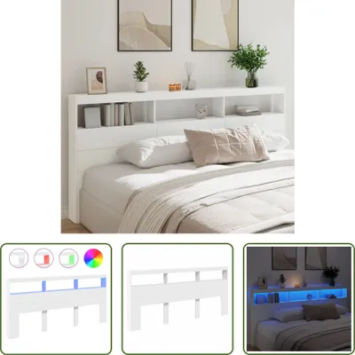 Obrázek produktu pro The Living Store LED čelo postele s policemi bílé 220x17x102 cm