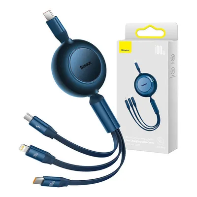 Produktbild von USB-C 3-in-1-Kabel Baseus Bright Mirror 4 für Micro USB / USB-C / Lightning 100 W / 3,5 A 1,1 m (Blau)
