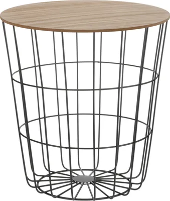 Produktbild von Meinposten.de, Beistelltisch/Nachttisch, Holz/Metall, Rund, Schwarz, Ø 39 cm, H 41 cm, mit Stauraum, fertig montiert