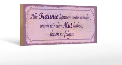 Produktbild von Holzschild Spruch 27x10cm alle Träume können wahr werden