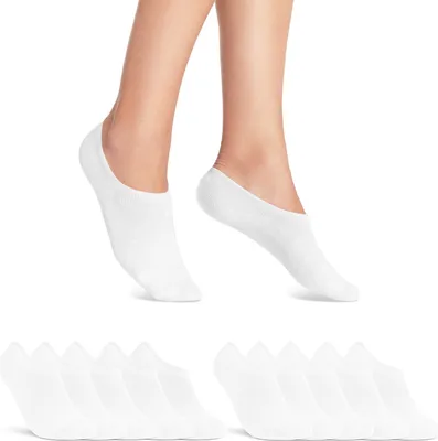 Produktbild von 10 Paar Sneaker Socken Damen & Herren unsichtbare kurze Socken mit Silikonpad gegen Verrutschen 16805-  Weiß 39-42