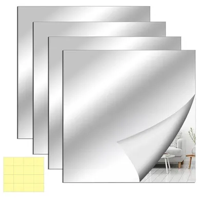 Immagine prodotto di Piastrelle specchio adesive, 30 x 30 cm, specchi a parete in acrilico, confezione da 4 pezzi