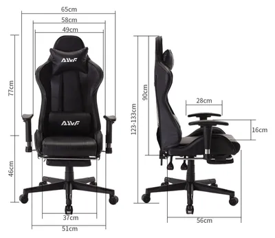 Image de Siège de jeu – Modèle racing, chaise de bureau avec support lombaire et repose-pieds
