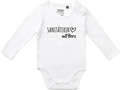 Produktbild von Huuraa Baby Body Sanitäterin mit Herz 74 White  Baumwolle Fairtrade Langarmbody Geschenkidee