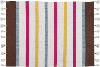 Zdjęcie produktu dla BELIANI Dywan wielokolorowy 140 x 200 cm bawełniany ręcznie tkany krótkowłosy salon sypialnia