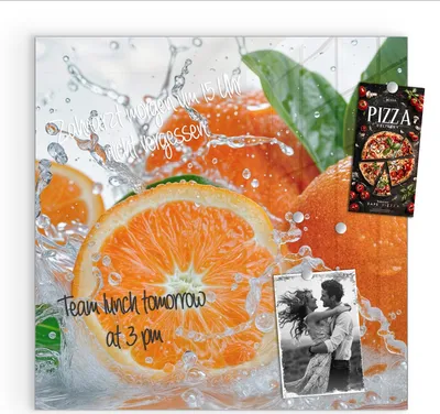 Produktbild von Magnettafel 30x30cm Pinnwand Whiteboard beschreibbar - Spritzige Orangen