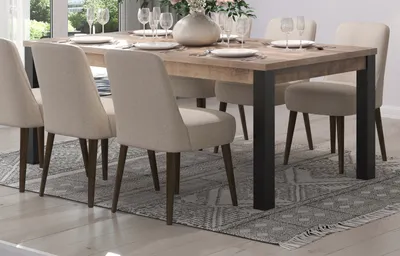 Produktbild von Esstisch "Emile" in Eiche Tabak und schwarz Küchentisch 200 x 100 cm bis 8 Personen