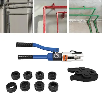 Image de Pince hydraulique pour tubes en cuivre - Tête de serrage rotative à 360° - Outil de sertissage professionnel pour tubes composites et raccords de tuyaux