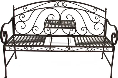 Produktbild von Gartenbank Schmiedeseisen ausklapp Tisch Bank Metall Metallbank Parkbank Garten farbe braun