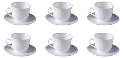 Produktbild von 12-teiliges Kaffeetassen-Set Trianon, Opalglas, 220 ml, Weiß, mikrowellengeeignet