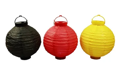 Produktbild von HAAC 3er Set LED Lampion Schwarz/Rot/Gold Deutschland Fußball 2024 Größe 20 cm