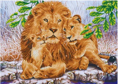 Produktbild von Löwen Familie Diamond Dotz: 76x55 cm