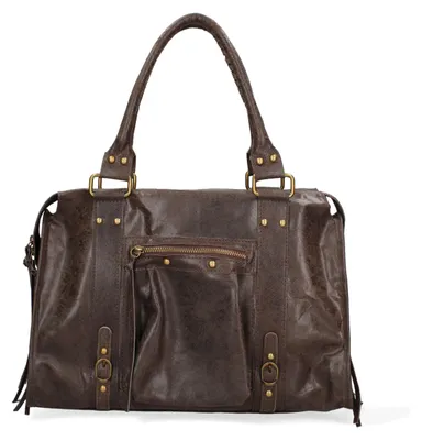 Produktbild von Damen Schultertasche aus bedrucktem Wildleder mit verstellbarem Trageriemen, hergestellt in Italien