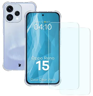 Produktbild von Schutzhülle + 2x gehärtetes Glas für Oppo Reno 15, Bizon Case Clear Pack, Transparent