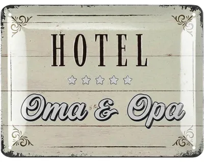 Produktbild von LANOLU retro Blechschild Pension Oma und Opa Schild, Hotel Oma und Opa Geschenke, Geschenk für Großeltern, vintage Metallschild 15x20cm