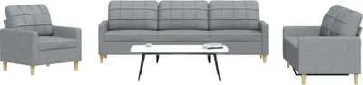 Image de Maison Exclusive - Ensemble de canapés 3 pièces, tissu gris clair