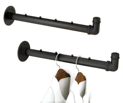 Immagine prodotto di Grucce appendiabiti da 40 cm, confezione da 2, colore nero, per camera da letto, in metallo, da montare a parete
