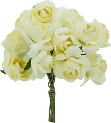 1 Bündel je 12 Rosen Röschen, Länge 7cm, Dekoration, Floristik vanille