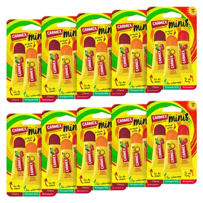 Produktbild von Carmex Minis Strawberry/Pineapple Mint/Cherry - 10 x 15g
