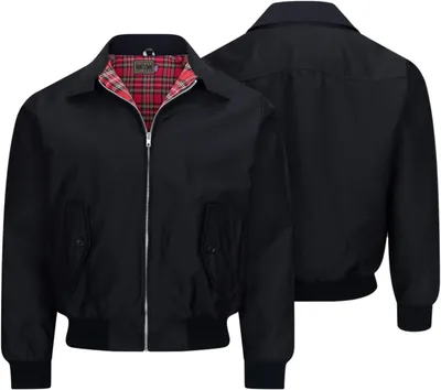 Productafbeelding van Herenjack in zwart, klassieke Harrington-stijl voor lente en vrije tijd