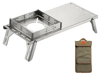 Produktbild von Tragbarer Campingkocher-Tisch, Faltbarer Campingtisch, Kleiner Campingtisch, Campingtische aus Edelstahl (5 kg Tragfähigkeit), Faltbare Tische, leichte Tische