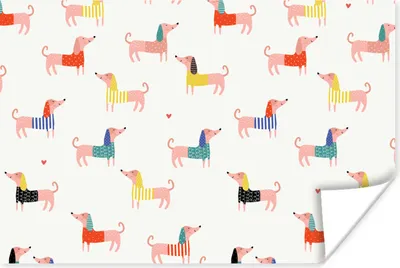 Produktbild von MuchoWow® Poster Hund Illustration mit Dackel auf einem weißen Hintergrund 60x40 cm - Schlafzimmerdekoration