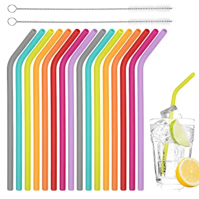 Productafbeelding van Siliconen rietjes - Herbruikbaar - Drinkrietjes voor dranken - 16 stuks
