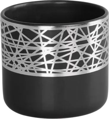 Immagine prodotto di Decorazione MagicHome, Vaso con ornamento argento, nero, dolomite, 16,8x16,8x14,7 cm
