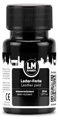 Produktbild von LM-Kreativ Lederfarbe 50 ml, Schwarz – für Glattleder & Kunstleder, deckend, flexibel, wasserbasiert
