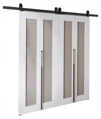 Produktbild von KierMoebel Schiebetür Komplettset QUDIO DUO M1 Weiß + Kaschmir 152x205x3,2 cm Wohnzimmer Schiebetür