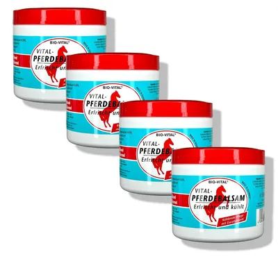 Produktbild von Original Pferdebalsam Erfrischt und kühlt, mit Eucalyptusöl, Pferdegel, Vital-Pferdebalsam erfrischt, entspannt und kühlt, Belebendes vitalisierendes kühledes Massage-Gel 2000 ml (4er Pack)