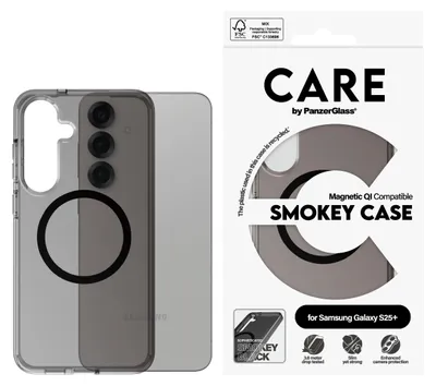 Produktbild von PanzerGlass CARE™ by ® Smokey Case m. Schwarz Qi Compatible Samsung Galaxy S25+, Cover, Samsung, Samsung - Galaxy S25+, Schwarz