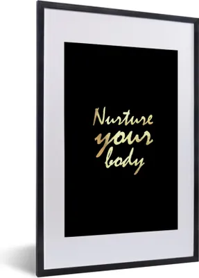 Produktbild von MuchoWow® Gerahmtes Poster Zitate - Gesund - Gold 40x60 cm - Poster mit Schwarzem Bilderrahmen Wandposter Rahmen Foto Bilder - Poster in Rahmen