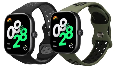 Produktbild von kwmobile 2x Uhrenarmband für Xiaomi Redmi Watch 4 Armband - Fitnesstracker Band Set aus TPU Silikon - Ersatzarmband Smartwatch - Schwarz Grau