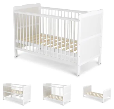 Produktbild von Cangaroo Babybett 2 in 1 Gitterbett Albero Kinderbett 120 x 60 cm Holz 3 Ebenen weiß