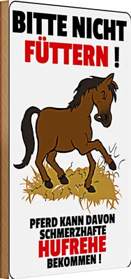 Produktbild von Holzschild Spruch Pferd 20x30cm nicht füttern schmerzhaft Hufrehe