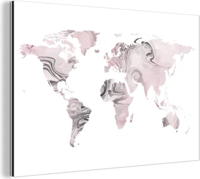 Obrázek produktu pro Nástěnná dekorace Kovový kovový obraz Wall Art 150x100cm Mapa světa - bílá - barva Muchowow Hliníkové obrazy