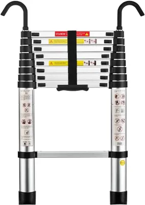 Image de STANEW Échelle Télescopique 2,6 M en Aluminium Bricolage Pliable, Accoudoir Amovible, Extensible Unique Droite Multi-Fonction Ladder