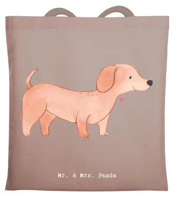 Produktbild von Mr. & Mrs. Panda Schultasche Dackel Kurzhaardackel Moment - Braun Pastell - Geschenk, Tote Bag, Dachshund, Laptoptasche, Einkaufstasche, Teckel, Tasche, Beutel