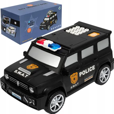 Zdjęcie produktu dla Skarbonka Sejf Dla Dzieci Policja Swat Auto Samochód Na Hasło Pin Dźwięk