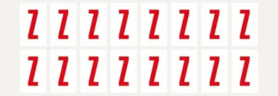 Produktbild von Dreifke® Aufkleber I Buchstabe Z, weiß/rot, Folie, Schrifthöhe 25mm, 22x36mm,...
