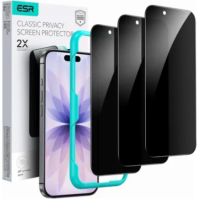 Obrázok produktu pre Ochranná fólia na obrazovku, ochrana súkromia, tvrdené sklo, 3 kusy, pre iPhone 17 / iPhone 16 Pro