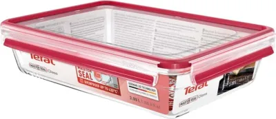 Produktbild von Tefal MasterSeal N10412, Box, Rechteckig, 3 l, Transparent, Rot, Glas, 420 °C