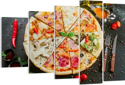 Produktbild von Bild auf Leinwand - Leinwandbild - Pizza Käse Tomaten - 150x100cm - Wand Bild - Wanddeko - Leinwanddruck - Bilder - Kunstdruck - Wanddekoration - Leinwand bilder - Wandkunst - EG150x100-4118