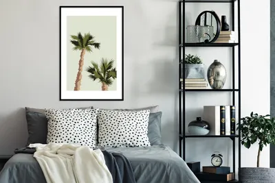 Produktbild von MuchoWow® MuchoWow® Gerahmtes Poster Palme - Strand - Pastell 60x90 cm - Poster mit zchwarzem Bilderrahmen - Dekoration - Wandposter Wohnzimmer - Hochwertig
