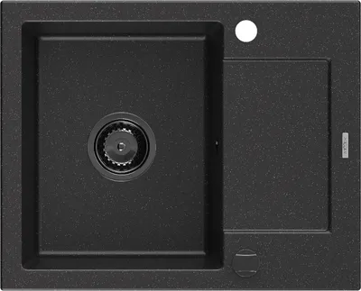 Produktbild von Mexen Enzo Granitspüle mit einem Becken und einer Abtropffläche 576 x 465 mm, Schwarz/Silbermetallic, Siphon Schwarz - 650657100